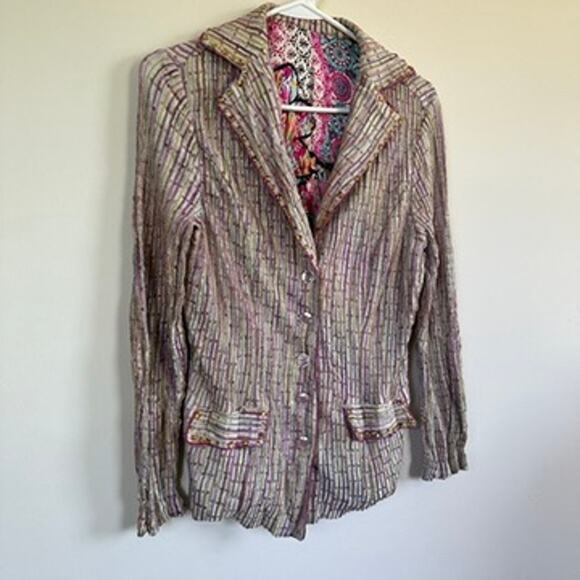 Women's SMALL Beaded Embellished Blazer Button Up Long Sleeve Glam Recency - Picture 5 of 12